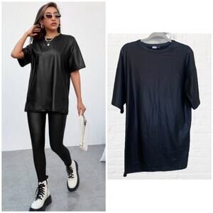 NEW Day & Night faux black leather oversized tshirt